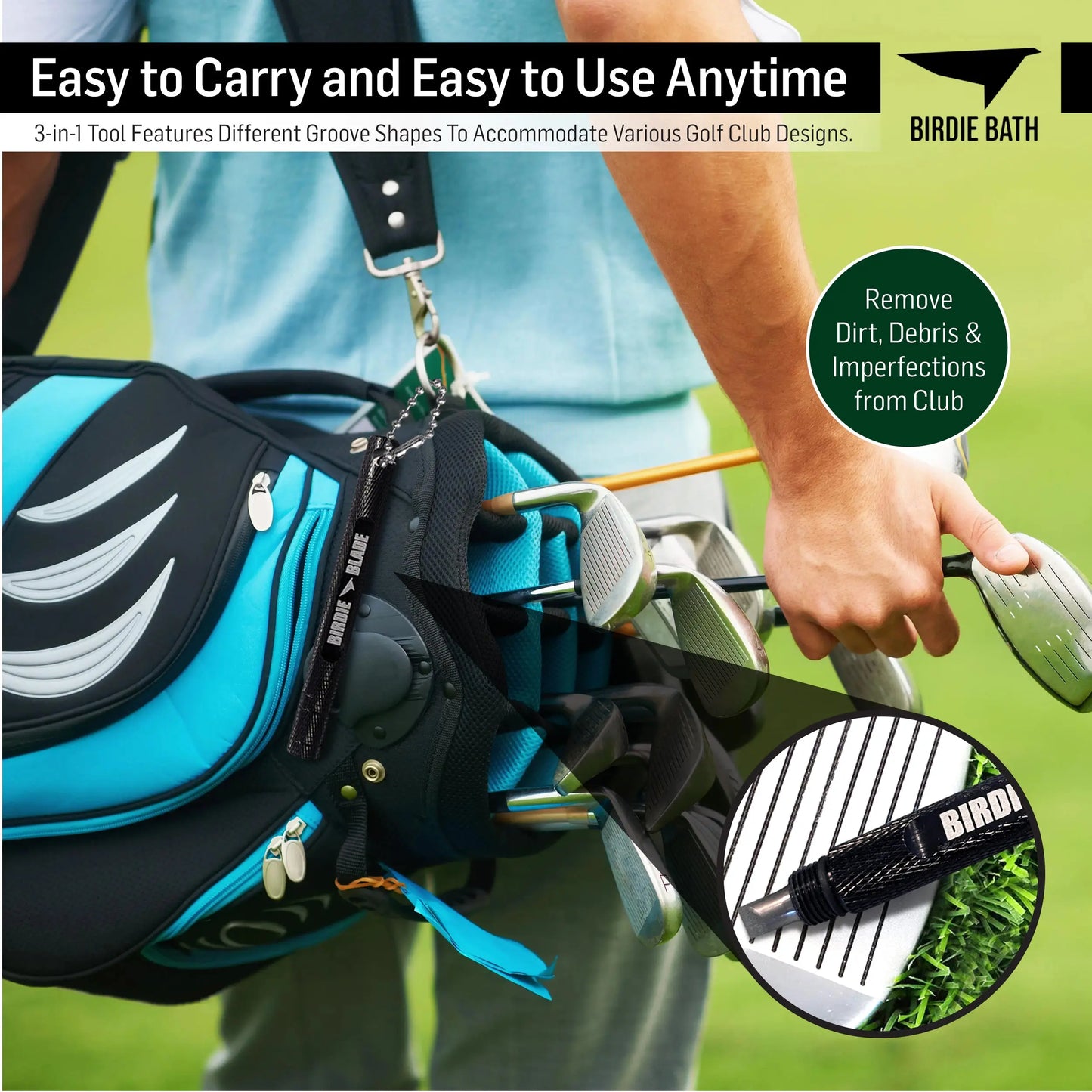 Birdie Blade 3-in-1 Golf Club Groove Sharpener Tool | Premium Groove Maintenance for Improved Performance Birdie Golf