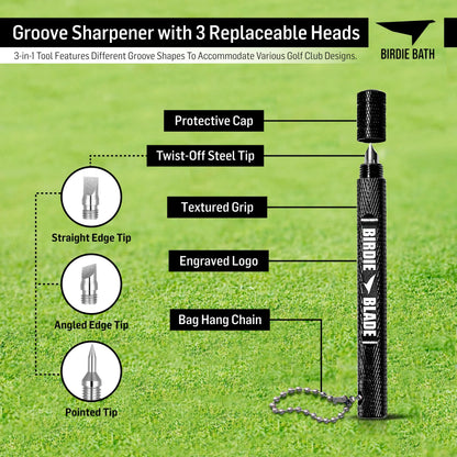 Birdie Blade 3-in-1 Golf Club Groove Sharpener Tool | Premium Groove Maintenance for Improved Performance Birdie Golf